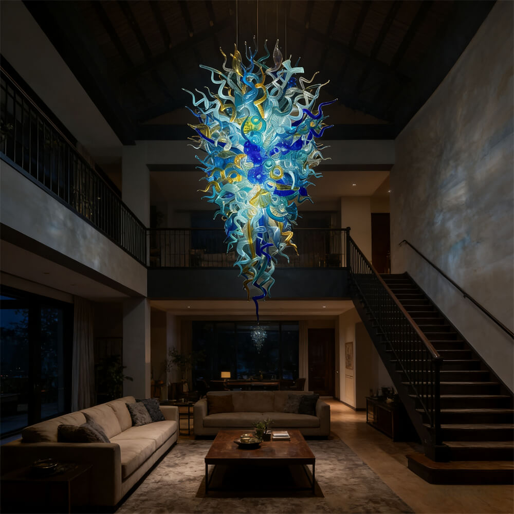 Big blown glass chandelier project for hotel villa decoration custom design