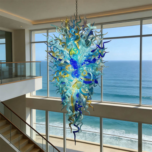 Big blown glass chandelier project for hotel villa decoration custom design