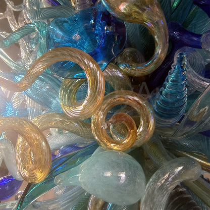 Big blown glass chandelier project for hotel villa decoration custom design