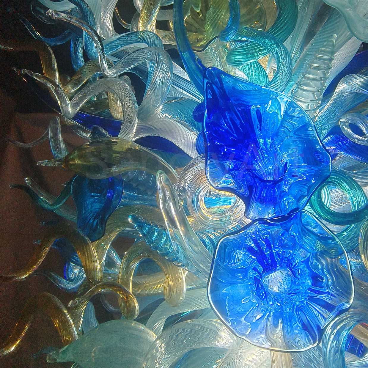 Big blown glass chandelier project for hotel villa decoration custom design