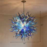 Light blue with dark blue blown glass chandelier round shape