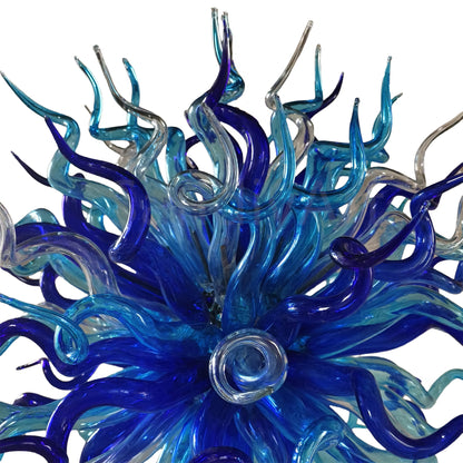 Light blue with dark blue blown glass chandelier round shape