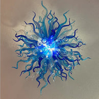 Light blue with dark blue blown glass chandelier round shape