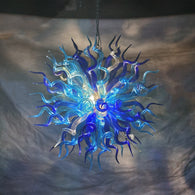 Light blue with dark blue blown glass chandelier round shape