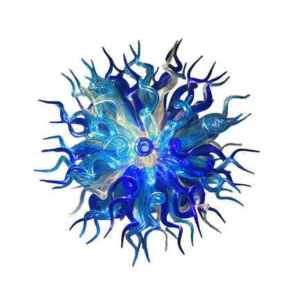 Light blue with dark blue blown glass chandelier round shape