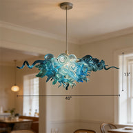 Ocean blue blown glass chandelier custom color and shape