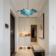 Ocean blue blown glass chandelier custom color and shape