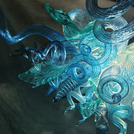 Ocean blue blown glass chandelier custom color and shape