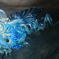 Ocean blue blown glass chandelier custom color and shape
