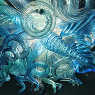 Ocean blue blown glass chandelier custom color and shape