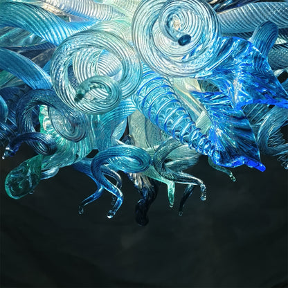 Ocean blue blown glass chandelier custom color and shape