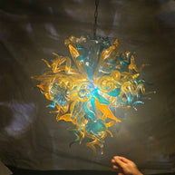 Gold and teal color glass chandelier luxury style lighting custom