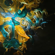 Gold and teal color glass chandelier luxury style lighting custom