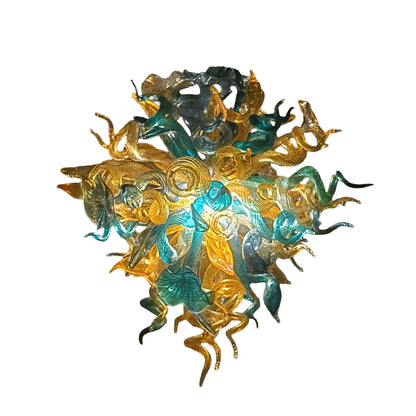 Gold and teal color glass chandelier luxury style lighting custom