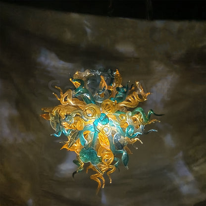 Gold and teal color glass chandelier luxury style lighting custom