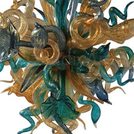 Gold and teal color glass chandelier luxury style lighting custom