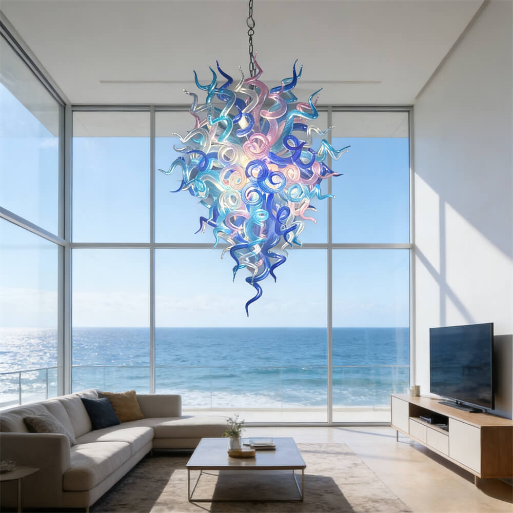 Villa corridor glass lighting branches tree style art custom design