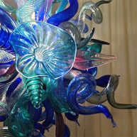 Blue mixed pink hand made blown glass pendant lamp
