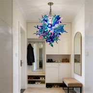 Blue mixed pink hand made blown glass pendant lamp