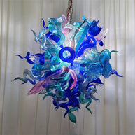 Blue mixed pink hand made blown glass pendant lamp