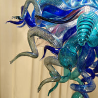 Blue mixed pink hand made blown glass pendant lamp