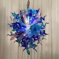 Blue mixed pink hand made blown glass pendant lamp