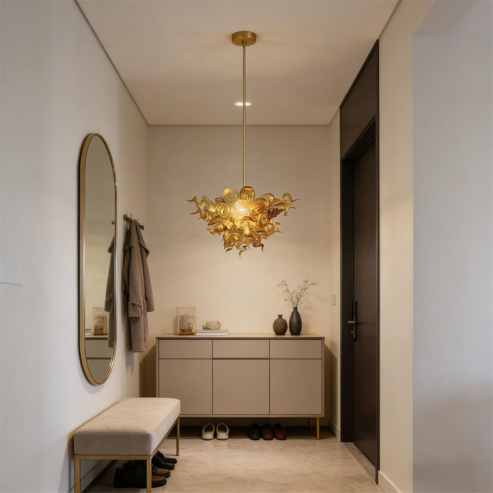 Luxury modern art mini glass gold chandelier luxury art