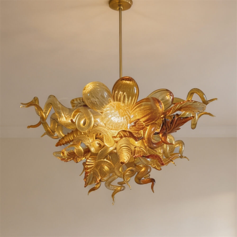Luxury modern art mini glass gold chandelier luxury art