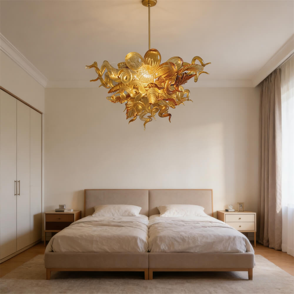 Luxury modern art mini glass gold chandelier luxury art