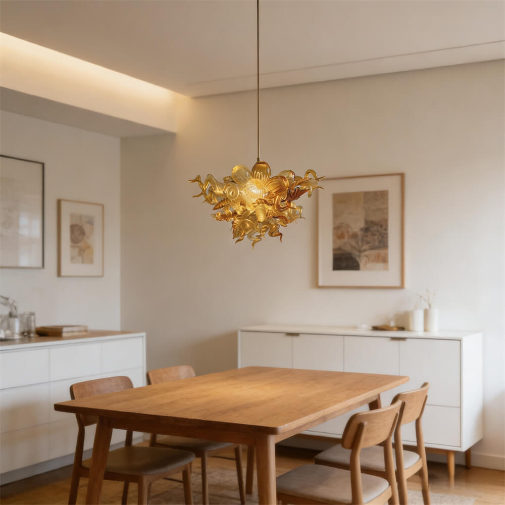 Luxury modern art mini glass gold chandelier luxury art