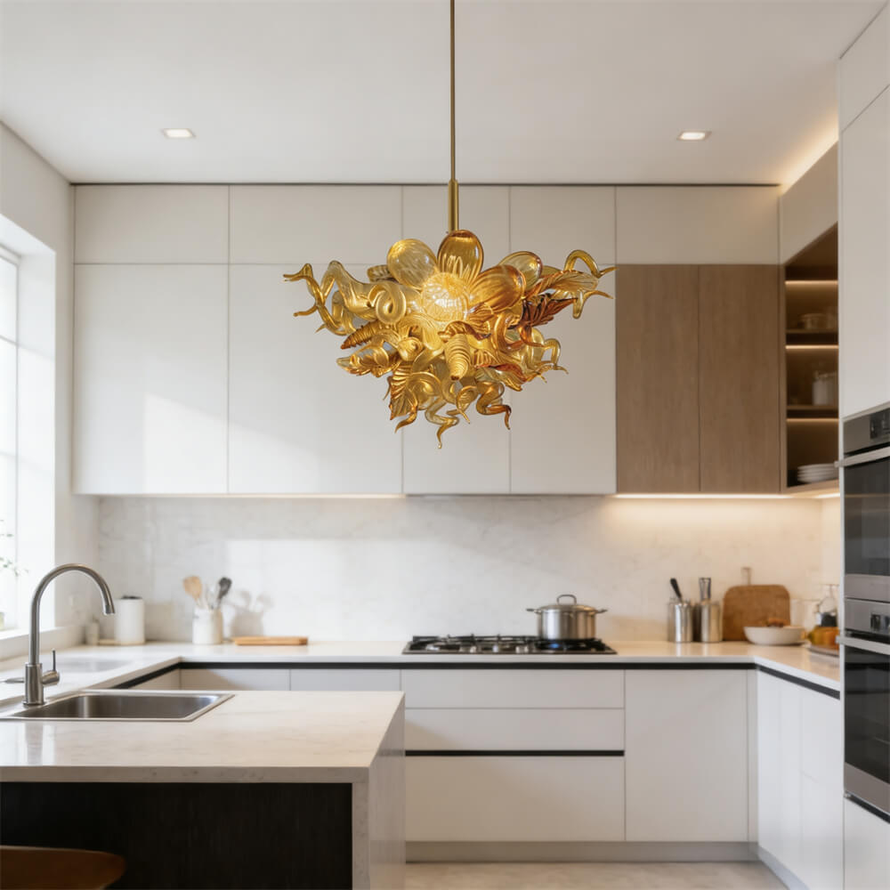 Luxury modern art mini glass gold chandelier luxury art