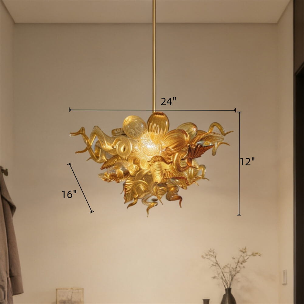 Luxury modern art mini glass gold chandelier luxury art