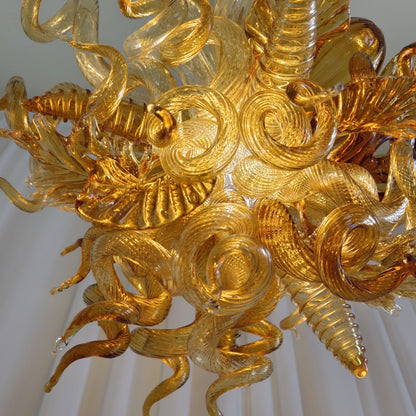 Luxury modern art mini glass gold chandelier luxury art