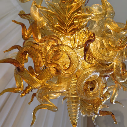 Luxury modern art mini glass gold chandelier luxury art