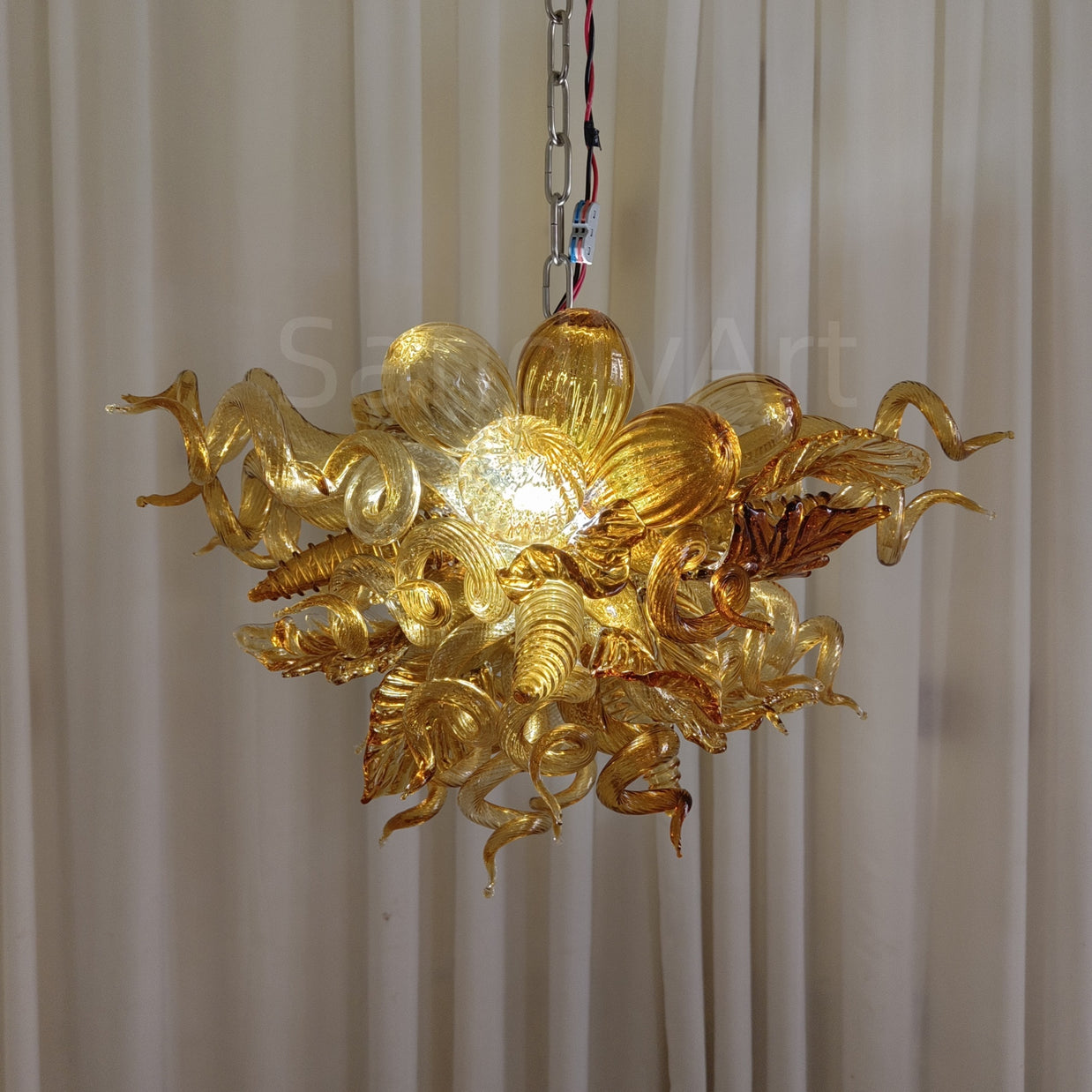 Luxury modern art mini glass gold chandelier luxury art