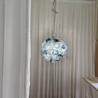 Modern white and blue murano glass chihuly style chandelier