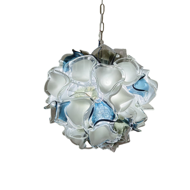 Modern white and blue murano glass chihuly style chandelier