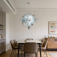 Modern white and blue Colored glaze DIY blown glass chandelier