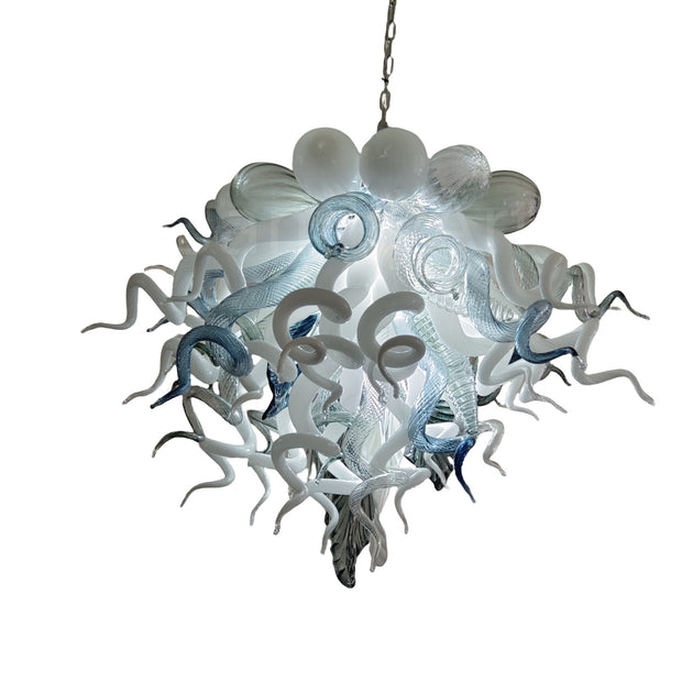 Modern white and blue Colored glaze DIY blown glass chandelier