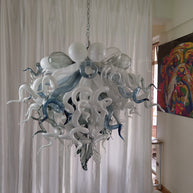 Modern white and blue Colored glaze DIY blown glass chandelier