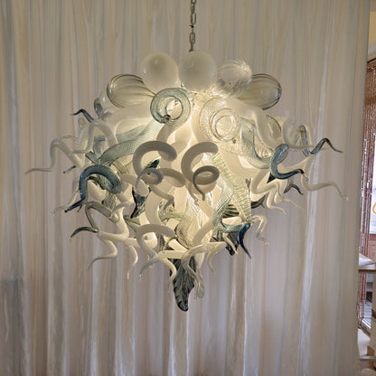 Modern white and blue Colored glaze DIY blown glass chandelier