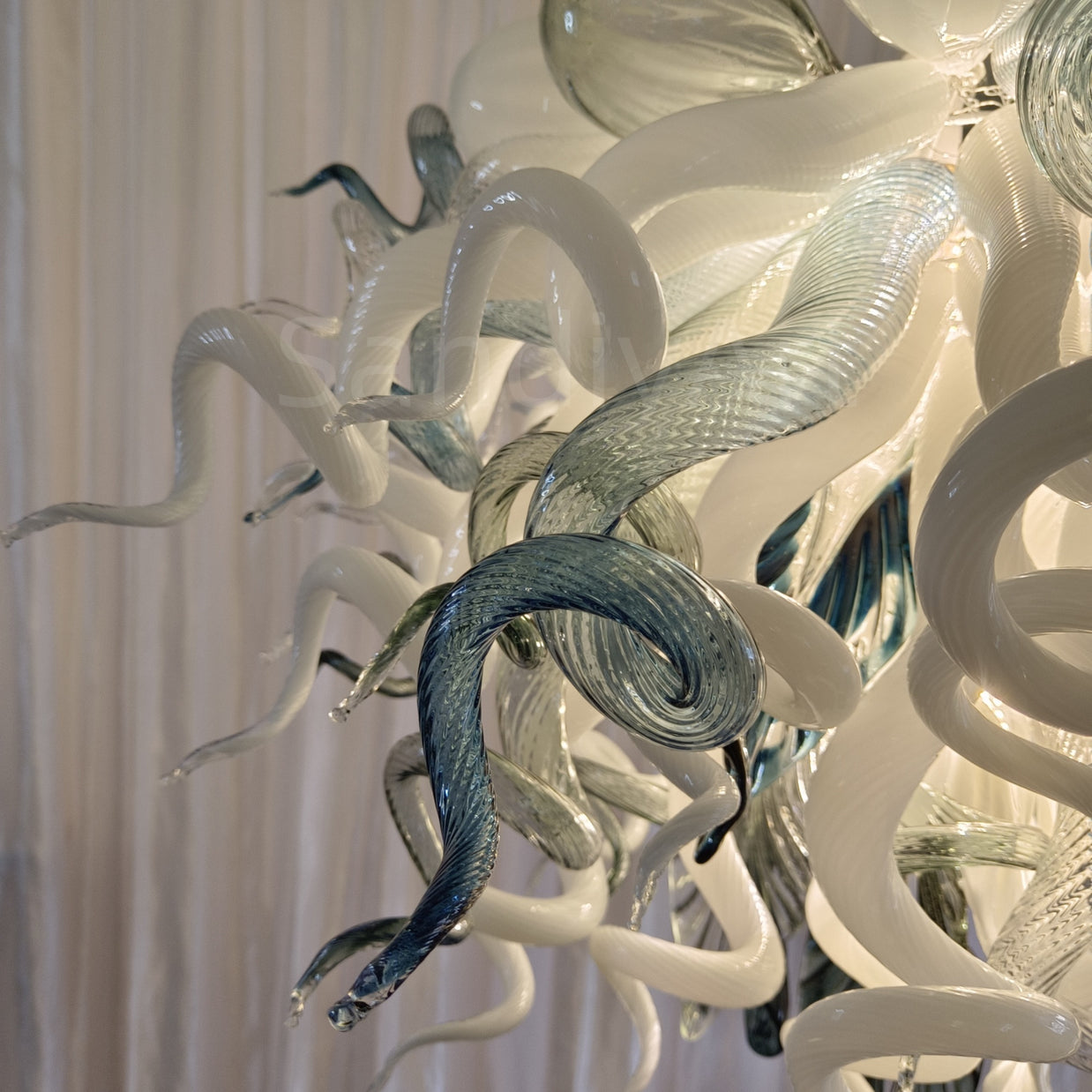 Modern white and blue Colored glaze DIY blown glass chandelier