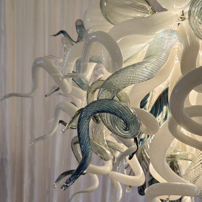Modern white and blue Colored glaze DIY blown glass chandelier