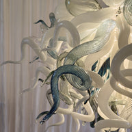 Modern white and blue Colored glaze DIY blown glass chandelier