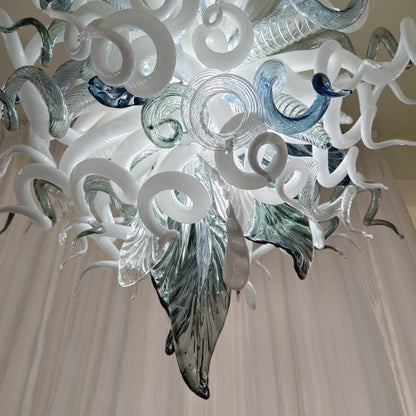 Modern white and blue Colored glaze DIY blown glass chandelier