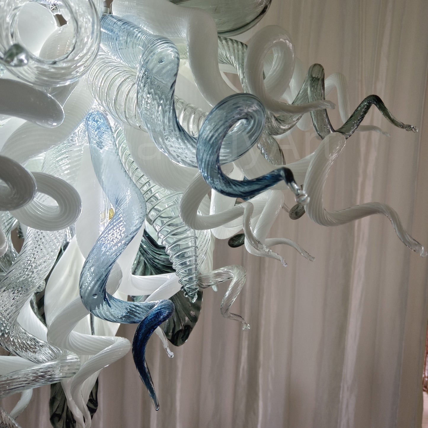 Modern white and blue Colored glaze DIY blown glass chandelier