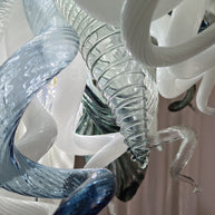 Modern white and blue Colored glaze DIY blown glass chandelier