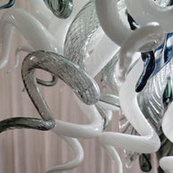 Modern white and blue Colored glaze DIY blown glass chandelier