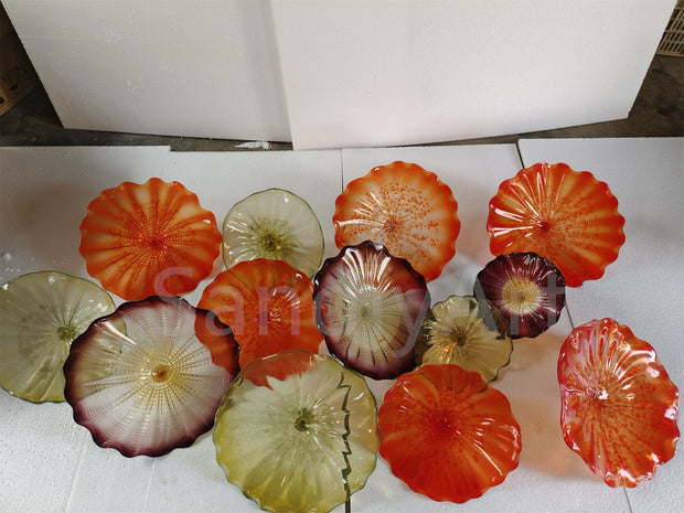 Multicolor Handbown glass flowers different color custom chihuly art wall decoration
