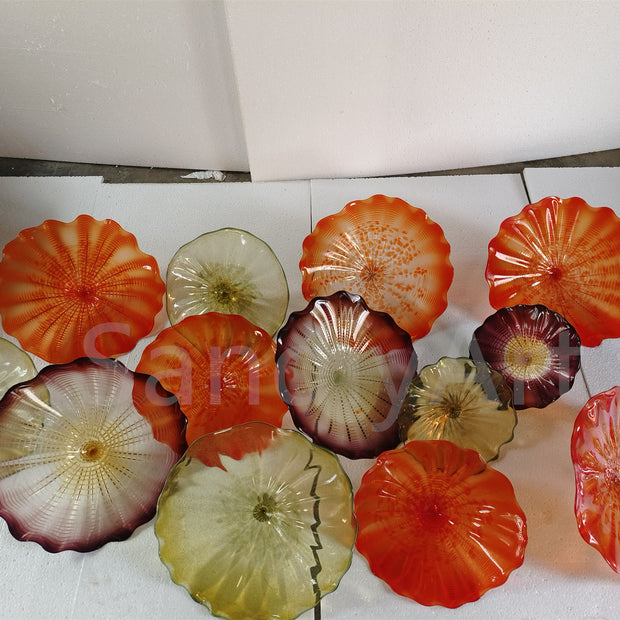 Multicolor Handbown glass flowers different color custom chihuly art wall decoration